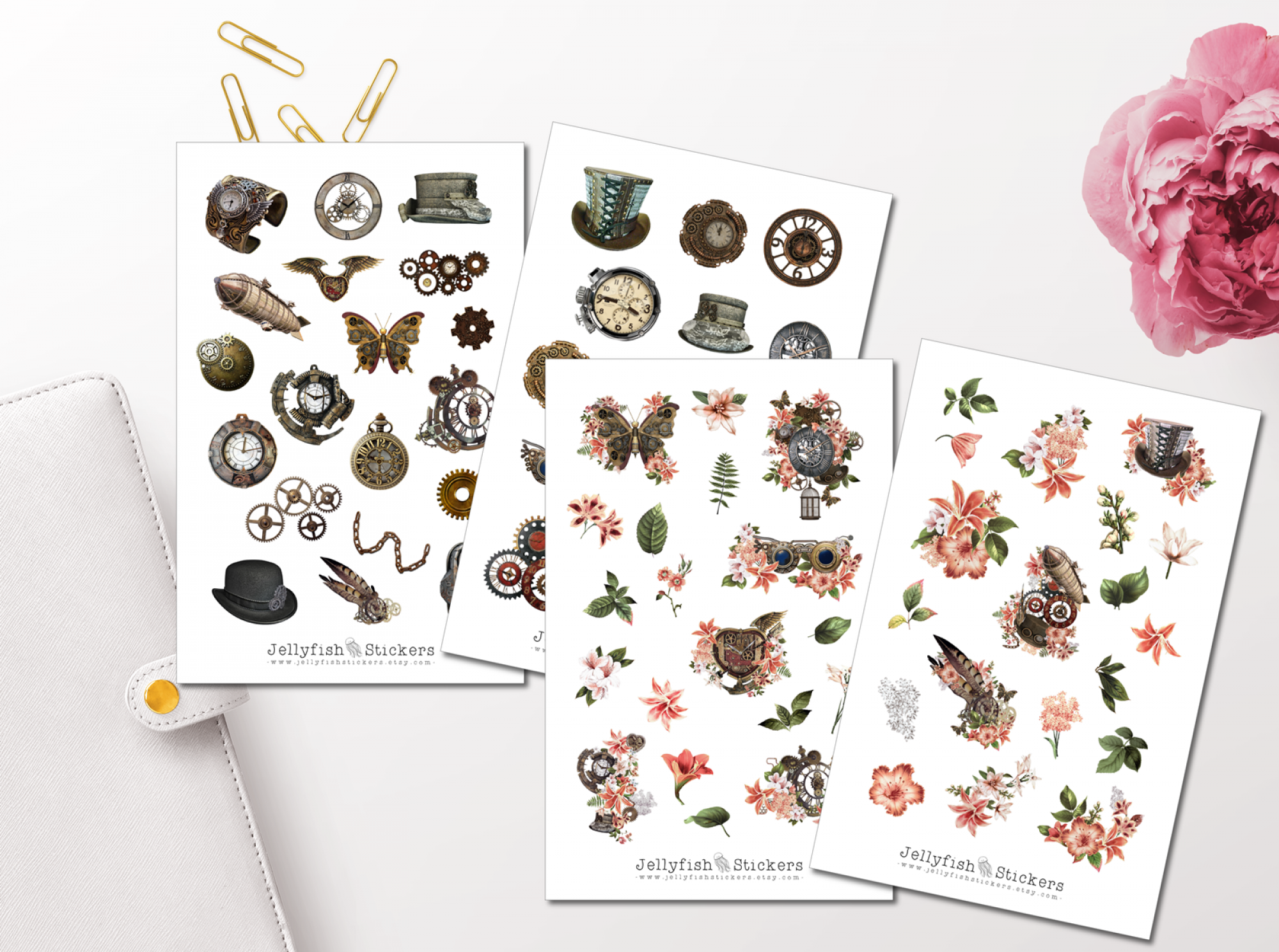 Vintage Steampunk Sticker Set